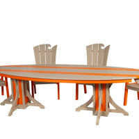 Amish-Made SurfAira Collection 10' Surfboard-Shaped Poly Dining Table Set