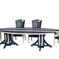 Amish-Made SurfAira Collection 10' Surfboard-Shaped Poly Dining Table Set