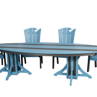 Amish-Made SurfAira Collection 10' Surfboard-Shaped Poly Dining Table Set