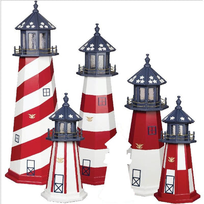 Amish-Made 8-Sided Wooden Patriotic Lighthouses