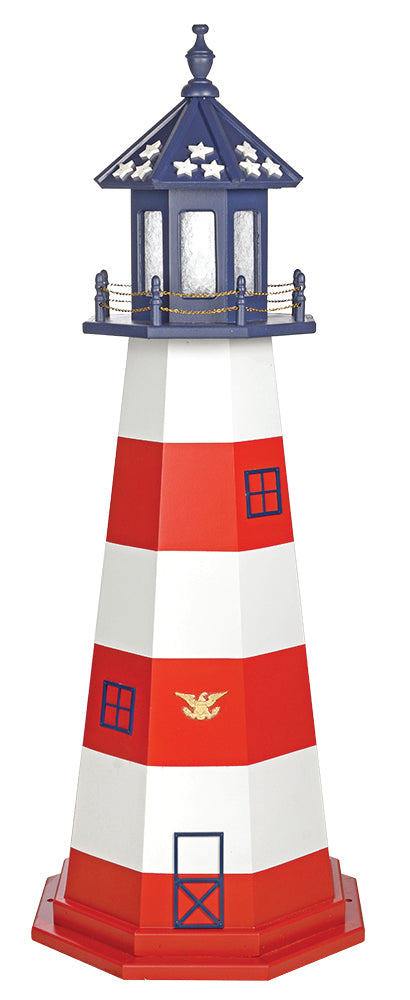 Amish-Made 8-Sided Wooden Patriotic Lighthouses, Assateague Style