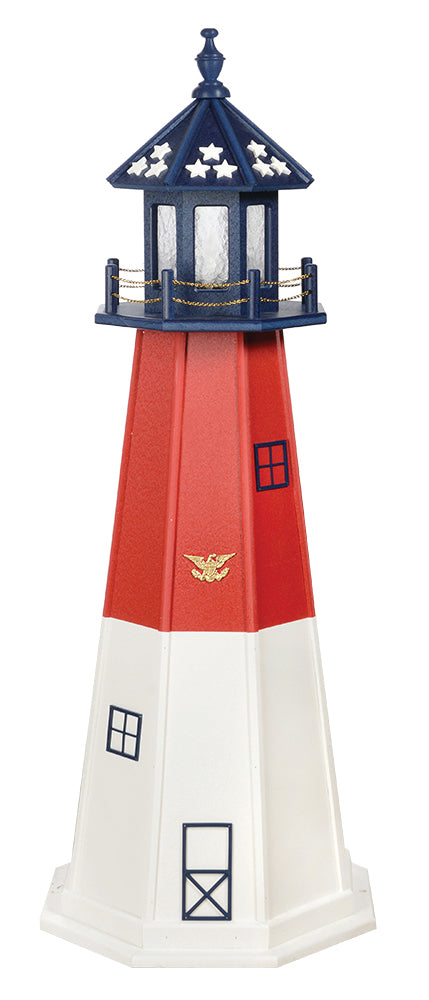 Amish-Made Hybrid Wood and Poly Patriotic Lighthouses, Barnegat Style