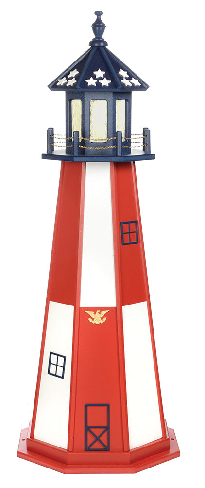 Amish-Made 8-Sided Wooden Patriotic Lighthouses, Cape Henry Style