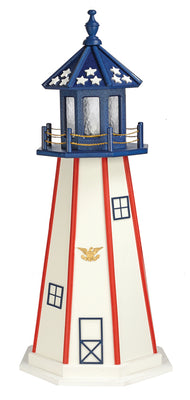 Amish-Made Poly Patriotic Lighthouses, Vertical Stripe Style