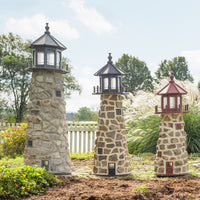 Amish-Made Stone Faced Lighthouses with Interior Lighting