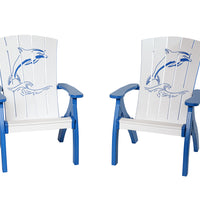 Amish-Made Bayside Collection Poly Patio Chairs with Ocean Designs