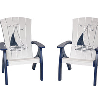 Amish-Made Bayside Collection Poly Patio Chairs with Ocean Designs