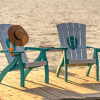 Amish-Made Bayside Collection Poly Patio Chair Set with Attached Table