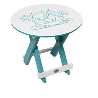 Amish-Made Bayside Collection Round Poly Folding Table with Ocean Design