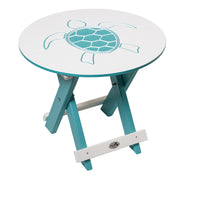 Amish-Made Bayside Collection Round Poly Folding Table with Ocean Design