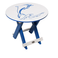 Amish-Made Bayside Collection Round Poly Folding Table with Ocean Design