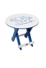 Amish-Made Bayside Collection Round Poly Folding Table with Ocean Design