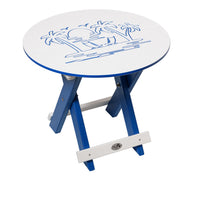 Amish-Made Bayside Collection Round Poly Folding Table with Ocean Design