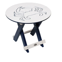 Amish-Made Bayside Collection Round Poly Folding Table with Ocean Design