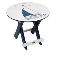 Amish-Made Bayside Collection Round Poly Folding Table with Ocean Design