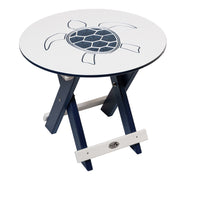 Amish-Made Bayside Collection Round Poly Folding Table with Ocean Design