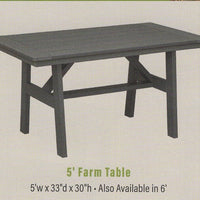 Amish-Made Poly Outdoor Dining Farm Table in 5', 6', and 8' Lengths - Local Pickup ONLY in Downingtown PA