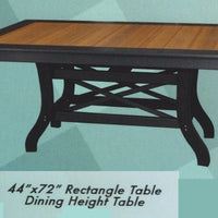 Amish-Made Rectangle 44" Wide Outdoor Dining Tables in 5', 6', or 7' Lengths - Local Purchase ONLY in Downingtown PA