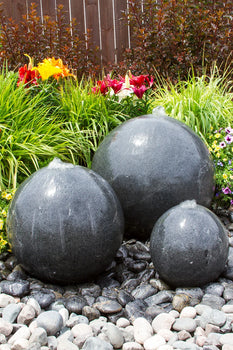 Blue Thumb  Triple Black Granite Sphere Fountain