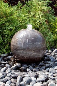 Blue Thumb  Blue Limestone Sphere Fountain