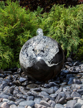 Blue Thumb  Black Flower Granite Sphere Fountain Kit