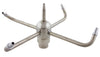 A stainless steel multi-spoke faucet aerator or shower spray attachment with curved arms and a central hub, shown on a plain white background.