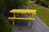 A&L Furniture Company 4' Amish-Made Pine Kids Picnic Table, Canary Yellow Paint