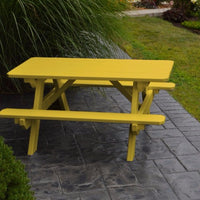 A&L Furniture Company 4' Amish-Made Pine Kids Picnic Table, Canary Yellow Paint