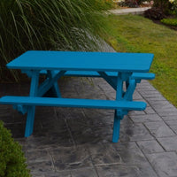 A&L Furniture Company 4' Amish-Made Pine Kids Picnic Table, Caribbean Blue Paint