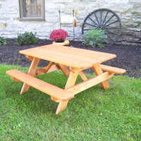 A&L Furniture Company 4' Amish-Made Pressure-Treated Kids Picnic Table, Cedar Stain