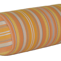 A&L Furniture 18" Weather-Resistant Outdoor Acrylic Bolster Pillow, Orange Stripe