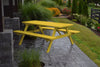A&L Furniture Amish-Made Pine Picnic Table with Attached Benches, Canary Yellow