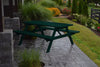 A&L Furniture Amish-Made Pine Picnic Table with Attached Benches, Dark Green