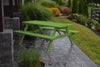 A&L Furniture Amish-Made Pine Picnic Table with Attached Benches, Lime Green