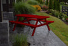 A&L Furniture Amish-Made Pine Picnic Table with Attached Benches, Tractor Red
