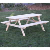 A&L Furniture Amish-Made Pressure-Treated Pine Picnic Table with Attached Benches, Unfinished