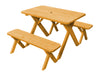 A&L Furniture Co. Amish-Made Pressure-Treated Pine Cross-Leg Picnic Tables with Benches