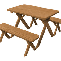 A&L Furniture Co. Amish-Made Pressure-Treated Pine Cross-Leg Picnic Tables with Benches