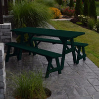 A&L Furniture Pine Traditional Picnic Table with Benches, Dark Green