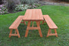 A&L Furniture Amish Pressure-Treated Pine Traditional A-Frame Picnic Table and Benches, Cedar Stain
