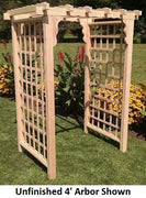 Amish-Made 4' Pine Lexington Arbor with square lattice and straight cross-bar