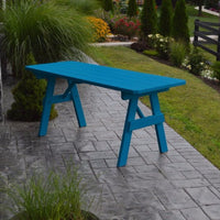 A&L Furniture Amish-Made Pine Traditional Picnic Table, Caribbean Blue