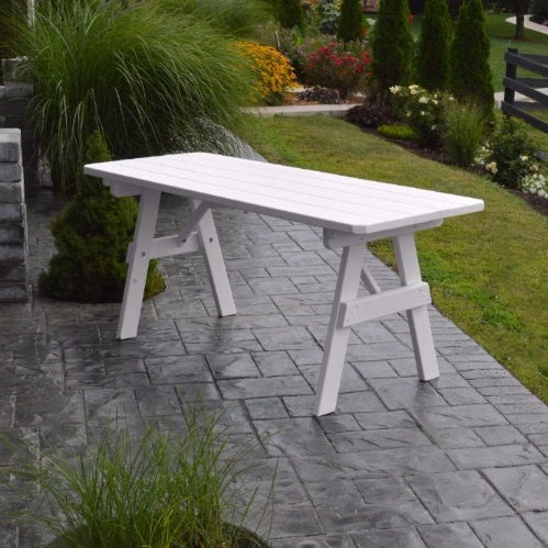 A&L Furniture Amish-Made Pine Traditional Picnic Table, White