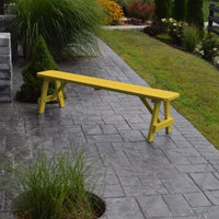 A&L Furniture Amish-Made Pine Traditional A-Frame Bench, Canary Yellow