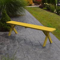 A&L Furniture Company Pine Cross-Leg Bench, Canary Yellow