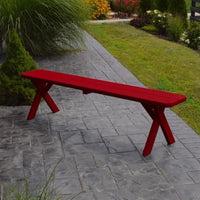 A&L Furniture Company Pine Cross-Leg Bench, Tractor Red