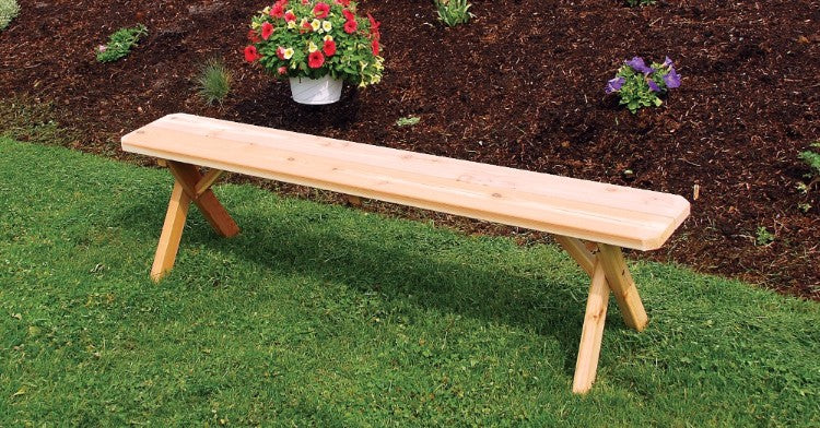 A&L Furniture cedar cross-leg picnic bench, Unfinished
