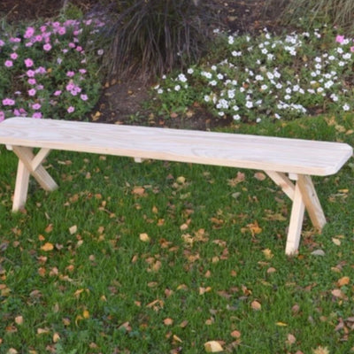 A&L Furniture Amish-Made Pressure-Treated Pine Cross-Leg Bench, Unfinished