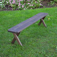 A&L Furniture Amish-Made Pressure-Treated Pine Cross-Leg Bench, Walnut Finish