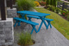 A&L Furniture Amish-Made Pine Cross-Leg Picnic Tables with Benches, Caribbean Blue